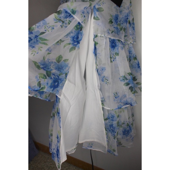 Lulus NWT Cultivate Crushes White Floral Print Tiered Ruffled Midi Dress XSMALL - Picture 10 of 11